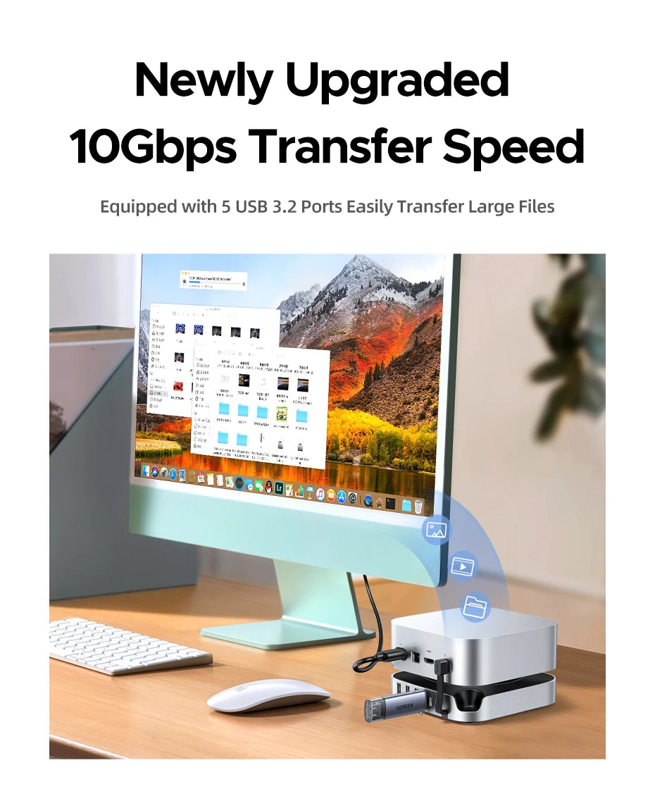 UGREEN USB‑C Docking Station for Mac Mini M4/M4 Pro with M.2 NVMe SSD Enclosure