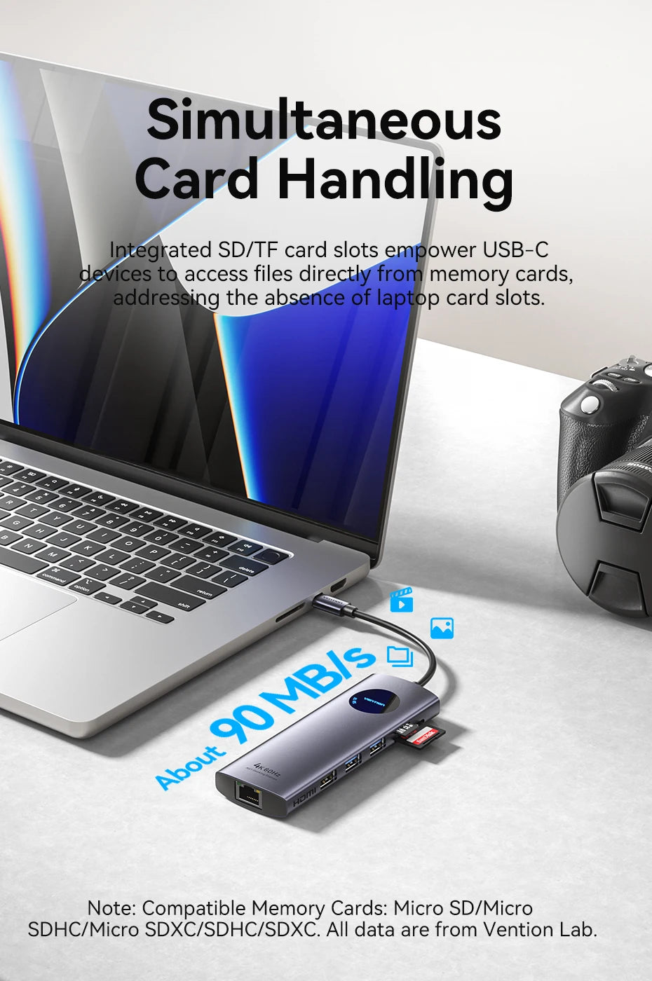 Vention USB‑C 10‑in‑1 Hub | HDMI + DP 4K60Hz, RJ45, PD 100W, USB 3.0 Docking Station