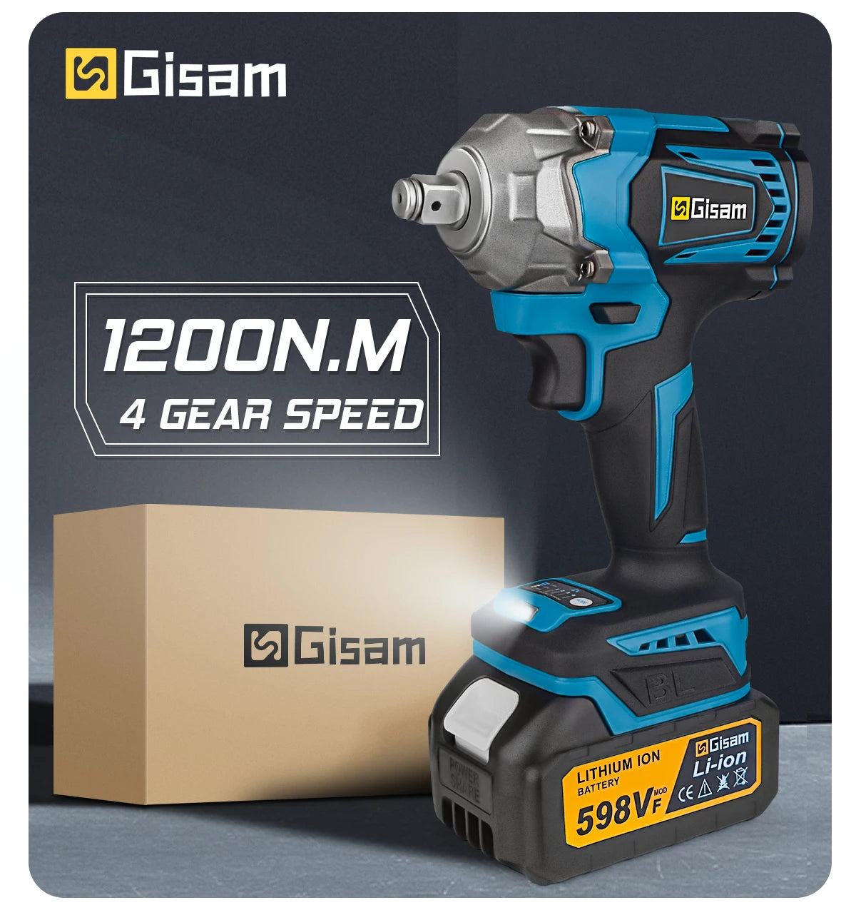 Gisam 2800N.m Brushless Impact Wrench 1/2"