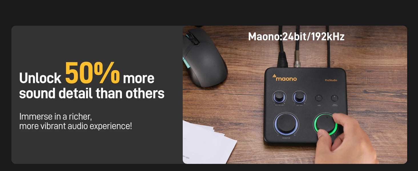 Maono PS22 Lite – USB Audio Interface 24‑bit/192 kHz | XLR Input, Loopback, ASIO Support, DAW Compatible for Music, Guitar & Recording