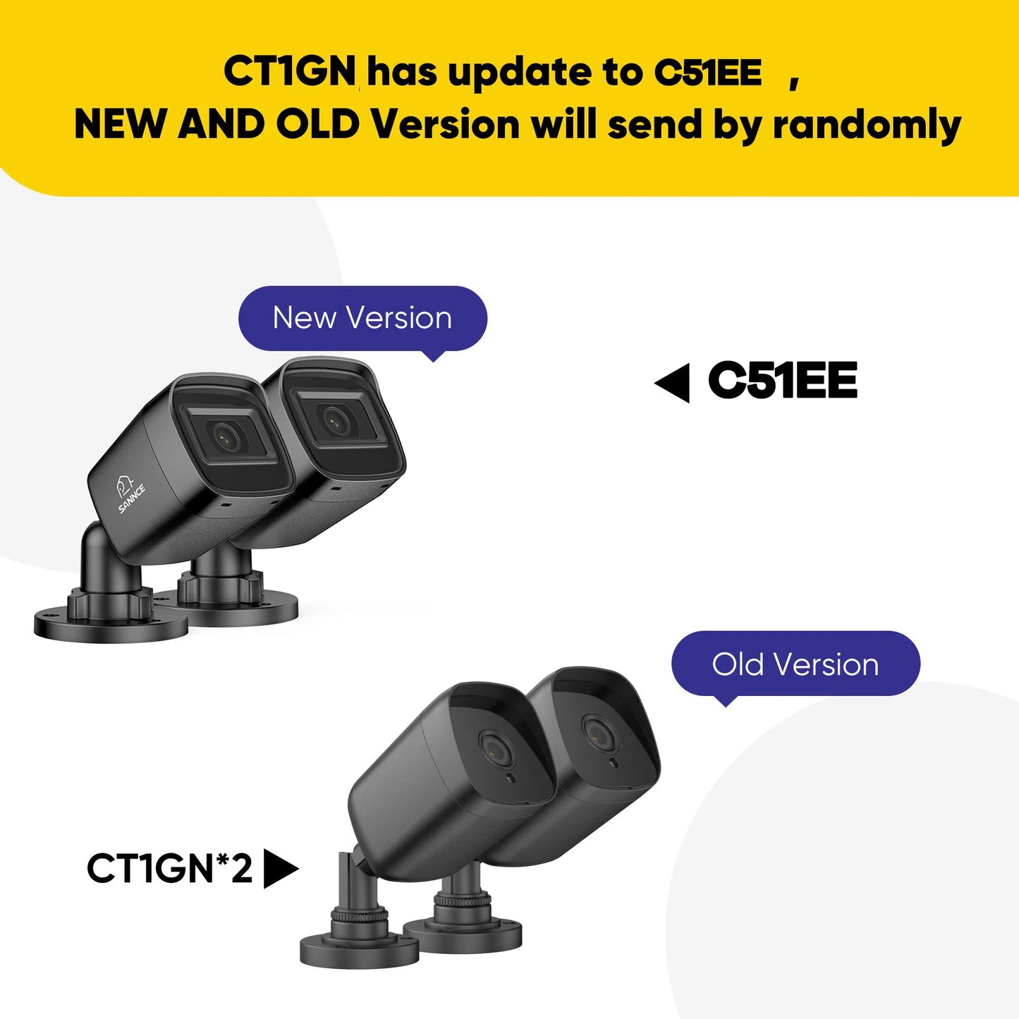 SANNCE 1080P 2MP TVI Cameras | IR Night Vision, Indoor/Outdoor, BNC Cable, 2/4‑Pack