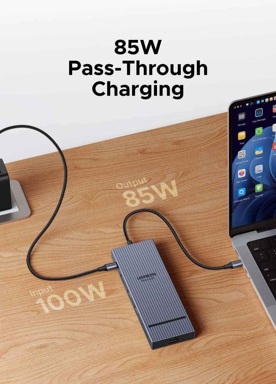 UGREEN 10‑in‑1 USB‑C Hub with 4K120Hz DisplayPort, Dual 4K60Hz HDMI, USB 3.2 Gen2 10Gbps