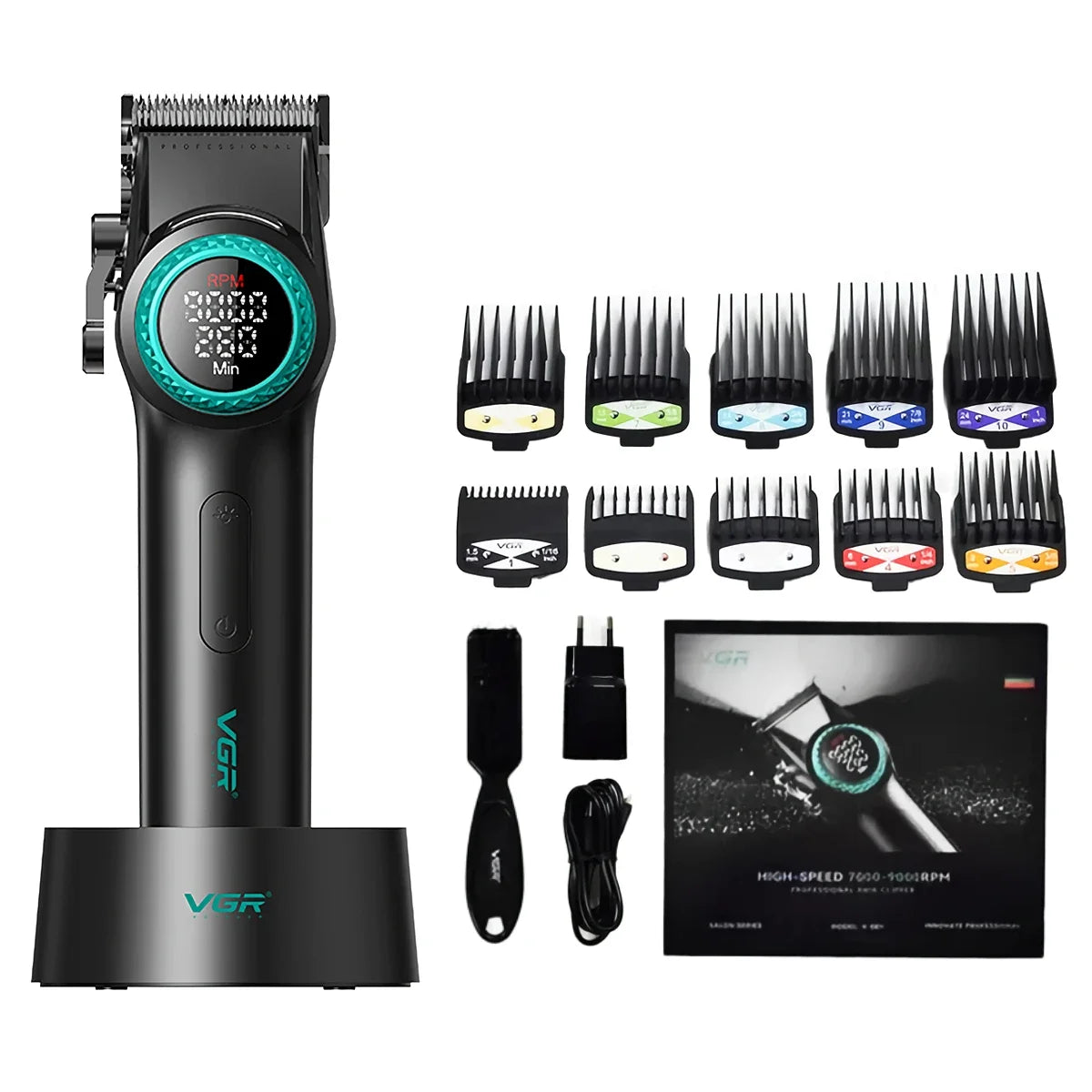 VGR Hair Clipper Cordless Hair Trimmer Professional Hair Cutting Machine Rechargeable Haircut 9000 RPM Clipper for Men V-001
