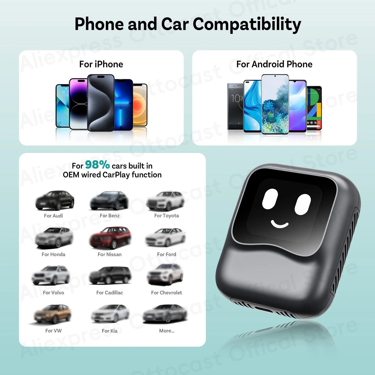 OTTOCAST NanoAI Android 13 Wireless CarPlay AI Box 128GB