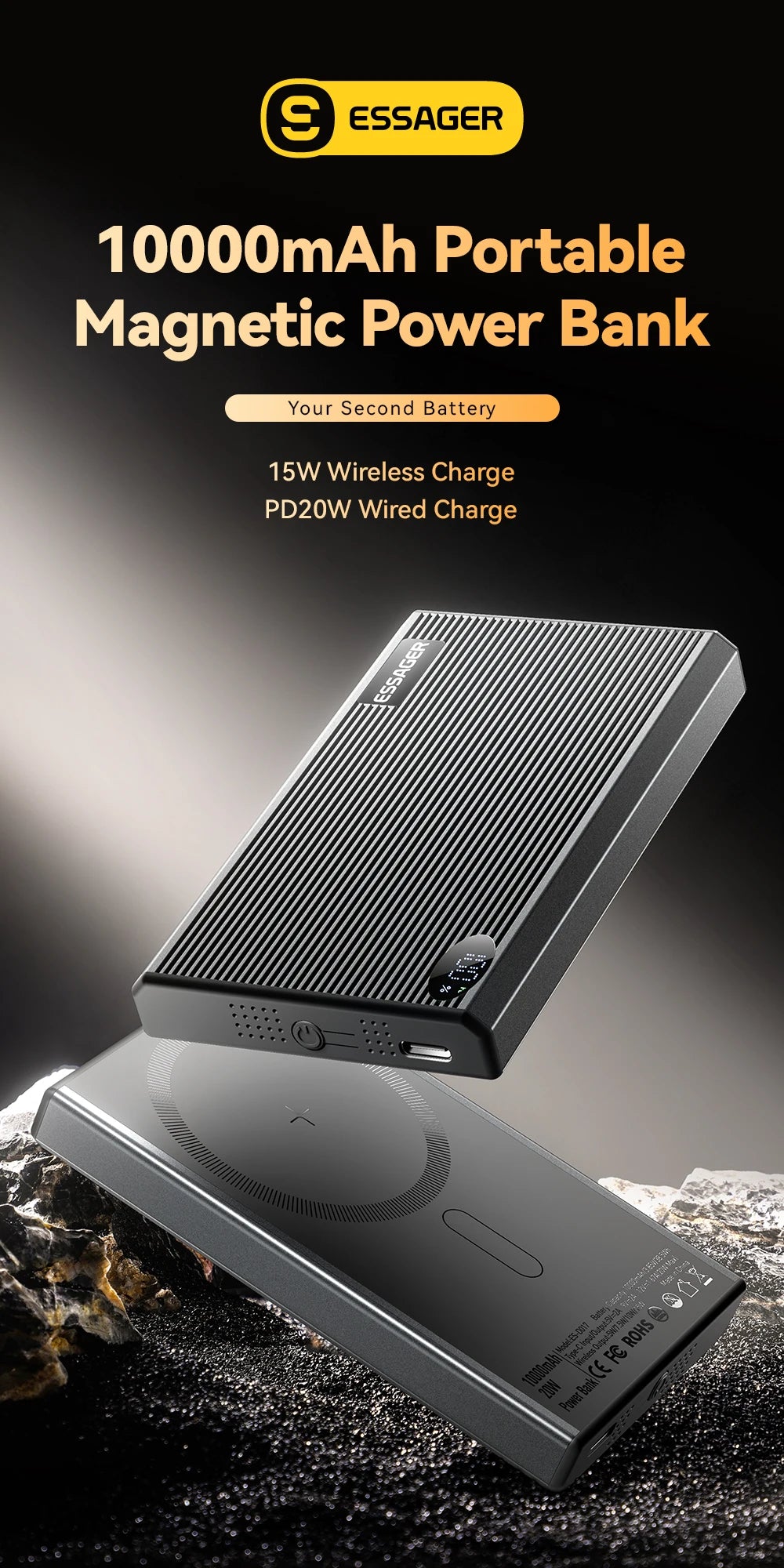 ESSAGER Thin Magnetic Power Bank 20W 10000mAh MagSafe