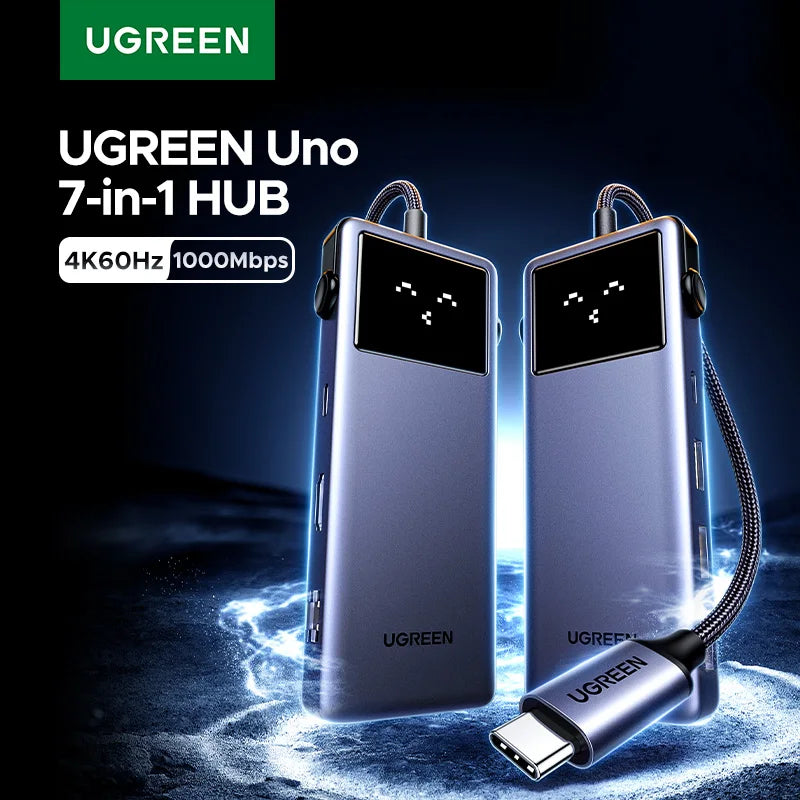 UGREEN Uno USB‑C Hub | 4K60Hz / 2K120Hz HDMI, RJ45 1000Mbps, PD100W, USB 3.0 Splitter for MacBook & Laptops