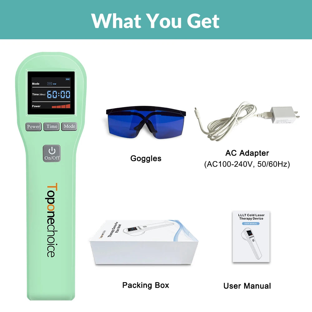 Toponechoice 880mW Professional Cold Laser Therapy Device – 650nm & 808nm