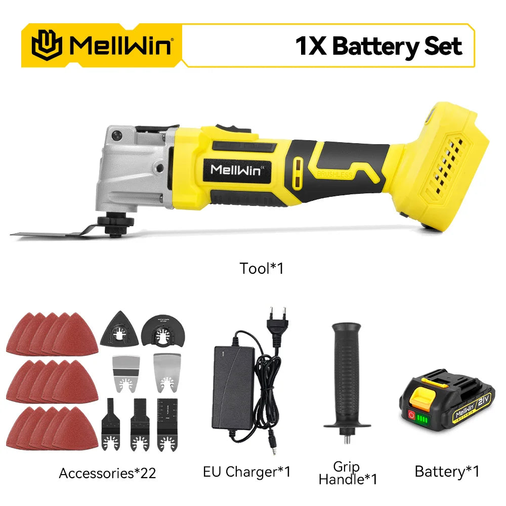 MELLWIN Brushless Oscillating Multi Function Tool Electric Saw Polisher woodworking Cutting Tool For Makita 18V Battery Pin - Limetastore
