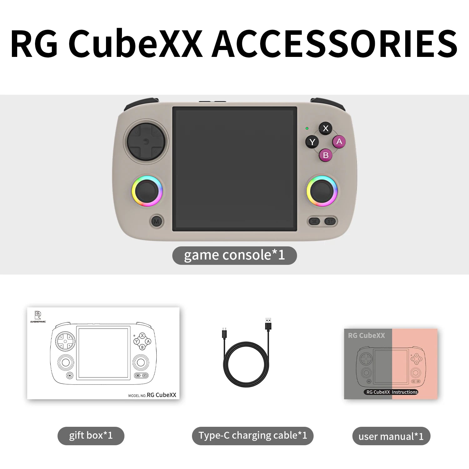AMPOWN Anbernic RG CubeXX Handheld Game Players 3.95'' Touch Screen Linux 64-Bit Portable Video Game Console Retro Games GPD - Limetastore