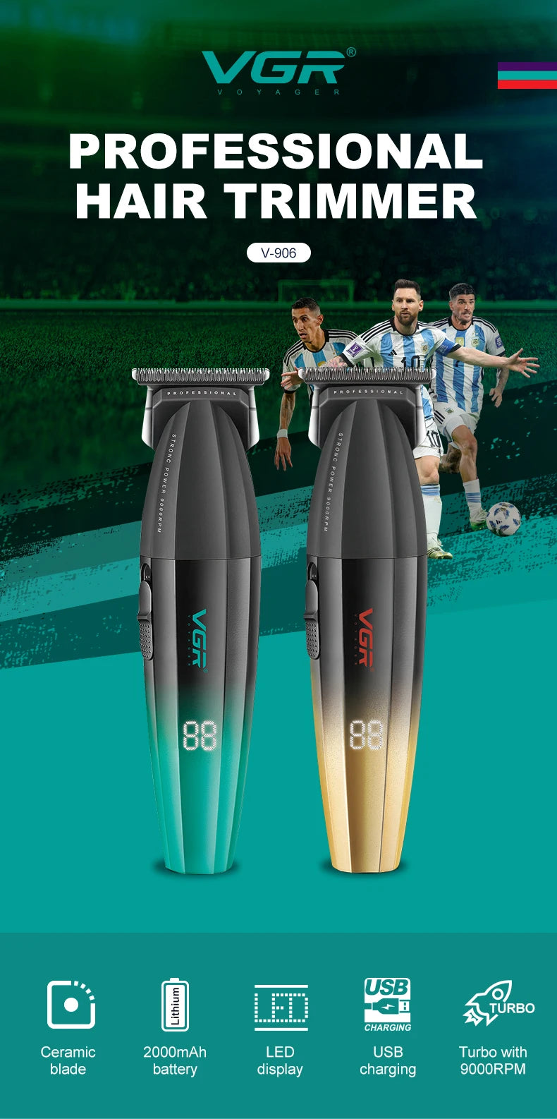 VGR Hair Trimmer Professional Hair Cutting Machine Electric Hair Clipper Shaver Barber Metal Trimmer for Men V-003 V-906 V-308
