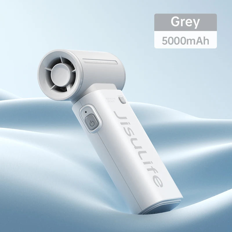 JISULIFE Handheld Turbo Fan – Super Strong Wind Airflow, 5000mAh Battery