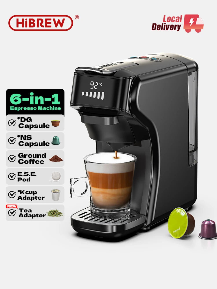 HiBREW H1B – 6‑in‑1 Multi‑Capsule Coffee Machine | Hot & Cold Espresso Maker | Compatible with Dolce Gusto, Nespresso & Ground Coffee