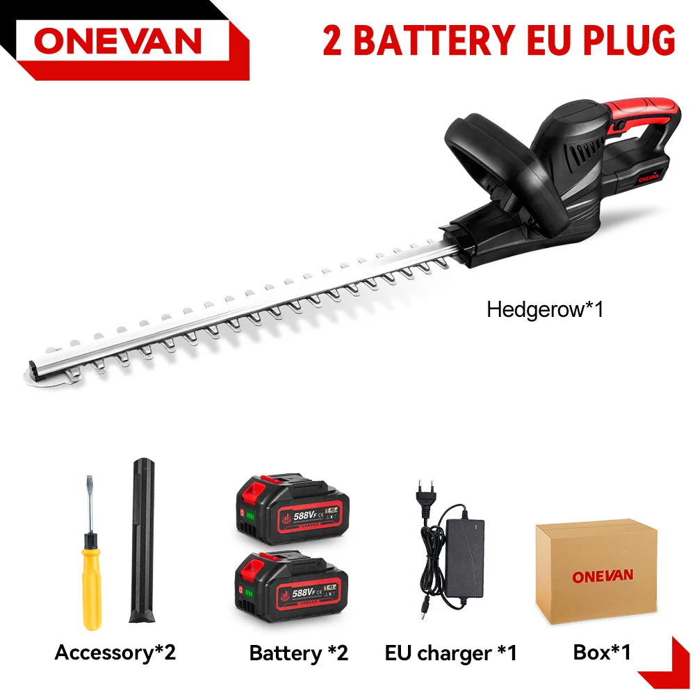 ONEVAN 2000W Cordless Hedge Trimmer Electric Household Trimmer Pruning Saw Rechargeable Hedge Trimmer For 21V 18v Battery