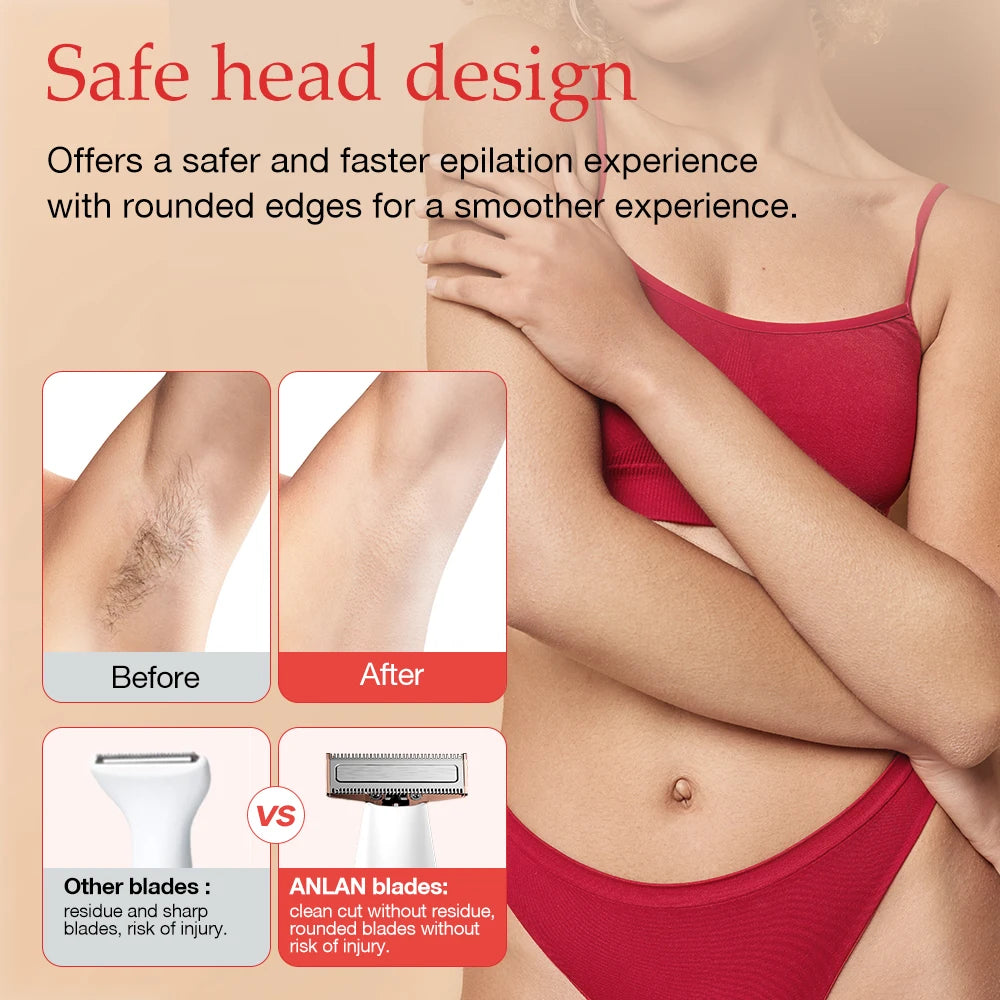ANLAN Electric Body Hair Trimmer | Double‑Head, Wet/Dry, Safe Shaver for Women