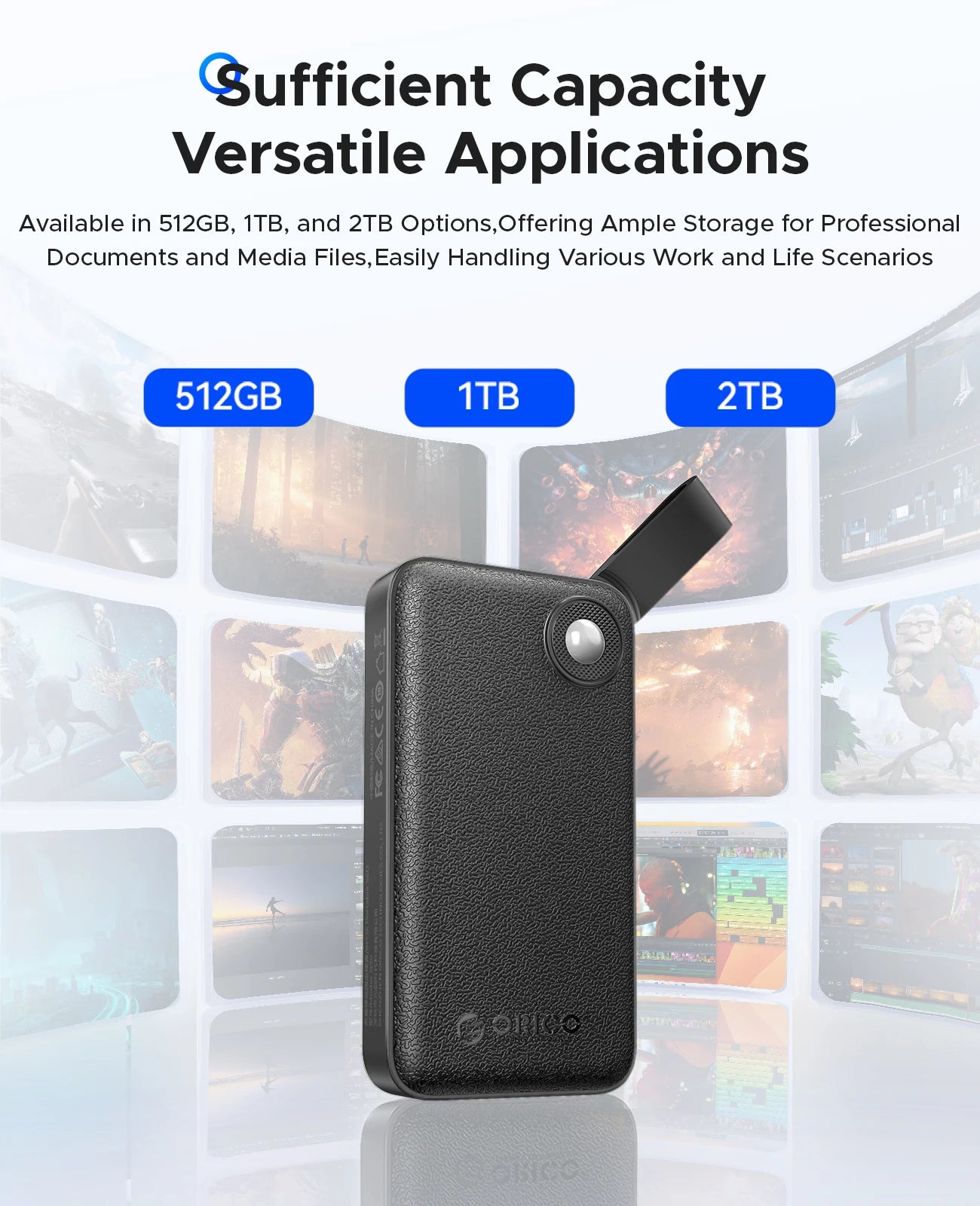 ORICO 2TB Ultra‑Mini Portable SSD – Up to 2000MB/s USB 3.2 Gen 2x2 External Solid State Drive