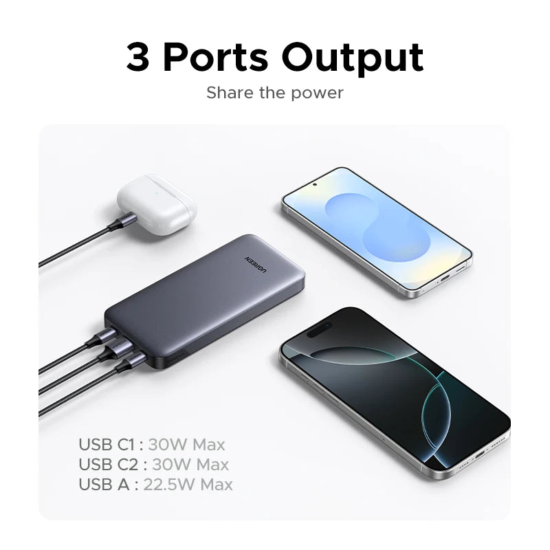 UGREEN PD 30W Power Bank – 10000mAh / 20000mAh Fast Charging Portable External Battery