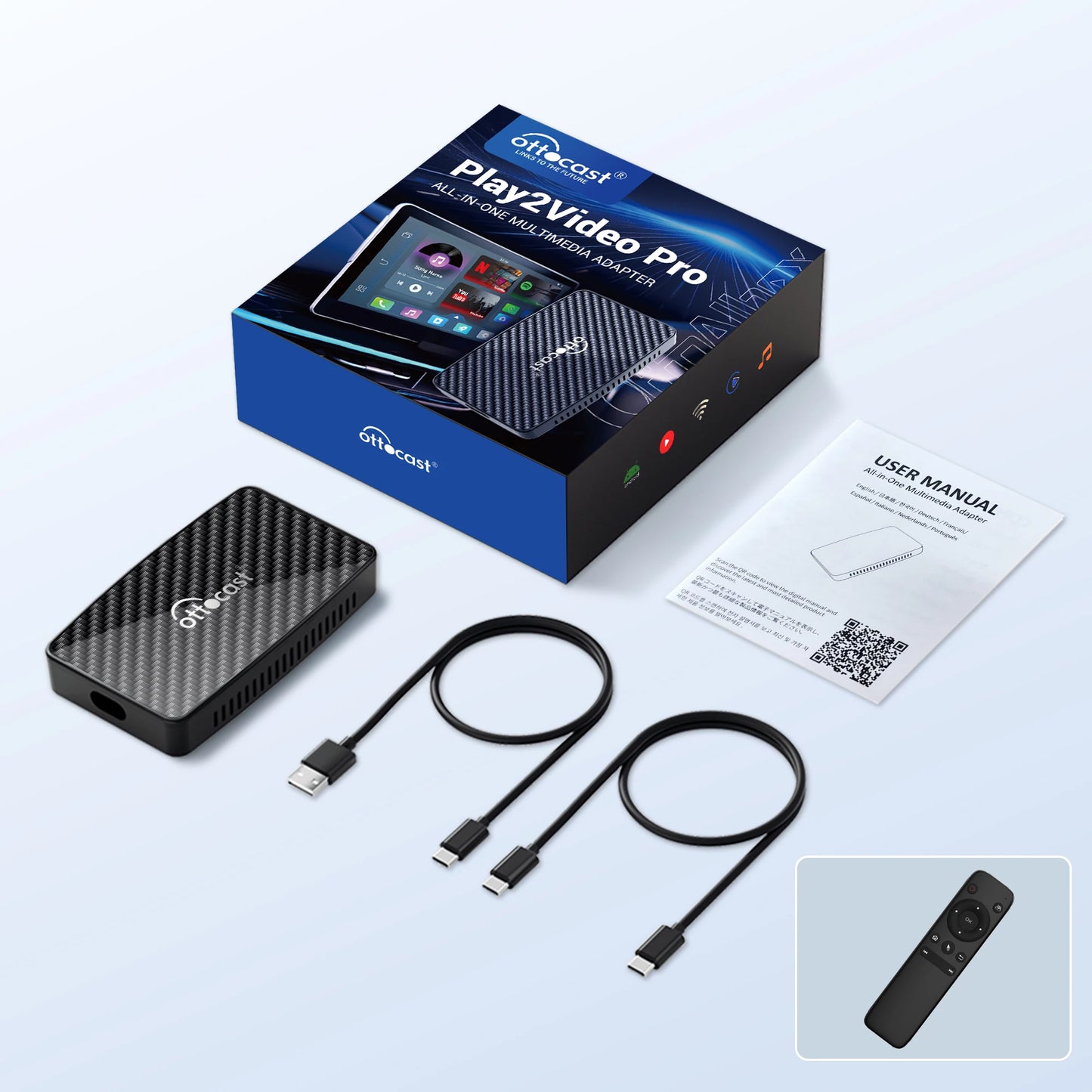 OTTOCAST Play2Video Pro Wireless CarPlay & Video AI Box