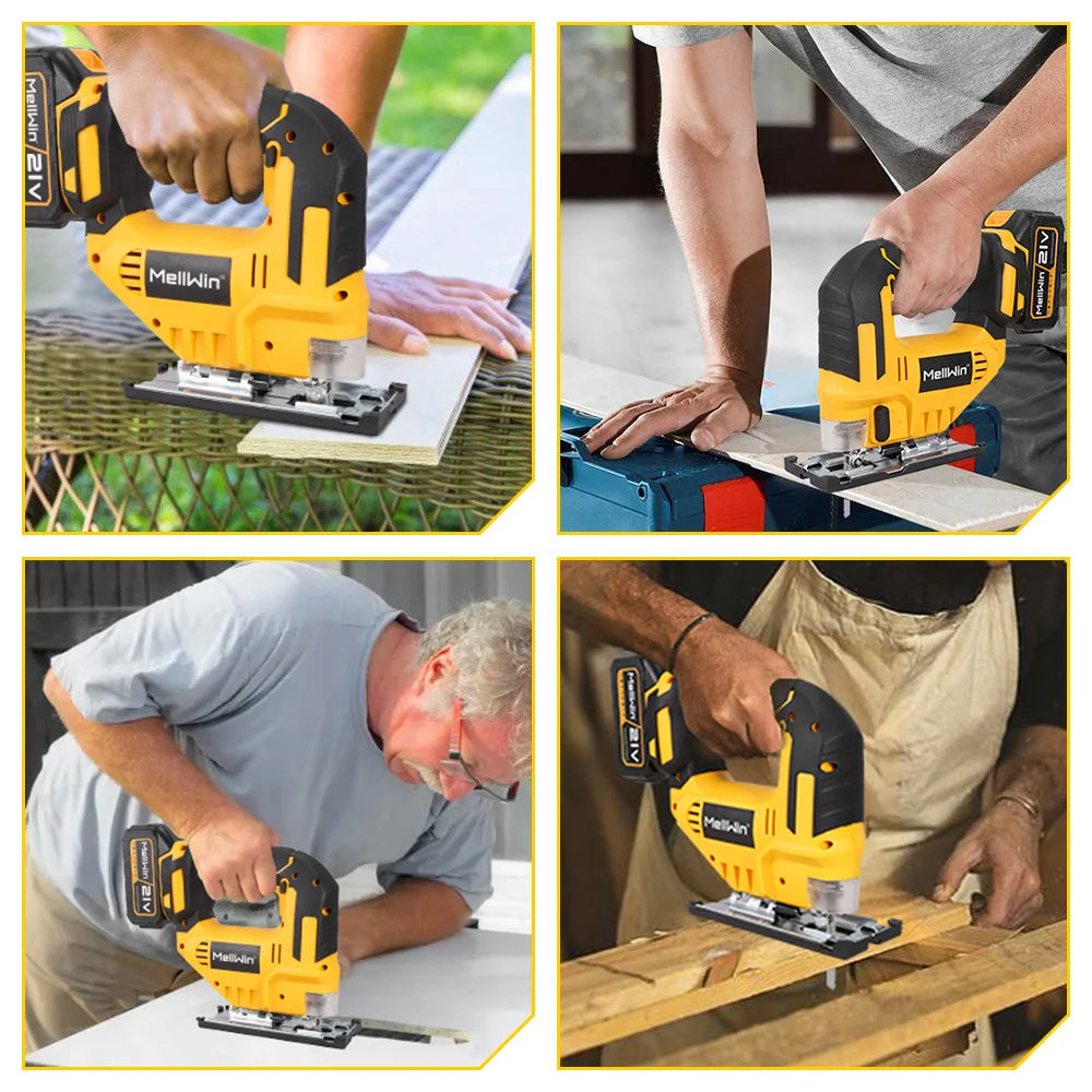 MELLWIN 3500RPM Cordless Electric JigSaw 31 Blade Wireless Curve Saw Multi-function Woodworking Tool For Makita 18V Battery Pin - Limetastore