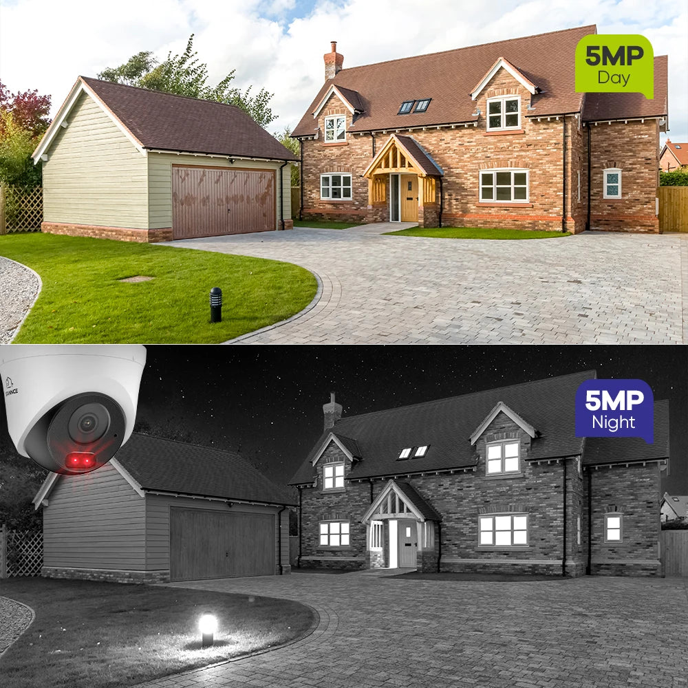 SANNCE 5MP PoE CCTV System | 8CH NVR, Audio Recording, 100ft Night Vision, Human & Vehicle Detection