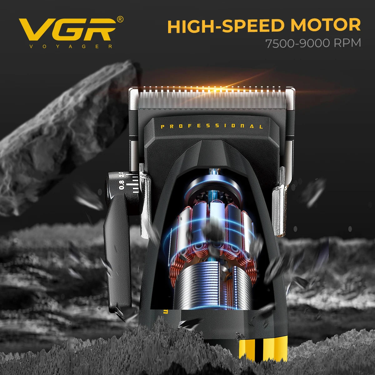 VGR Hair Trimmer Professional Hair Cutting Machine Cordless Hair Clippers Adjustable Barber Rechargeable Trimmer for Men V-285