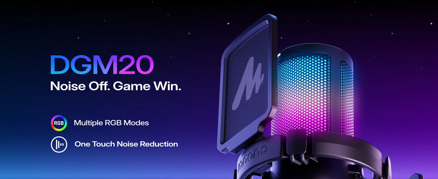 Maono DGM20S – USB Gaming Condenser Microphone | Noise Cancellation, RGB Lights, Mute & Zero‑Latency Monitoring for Streaming & Podcasting