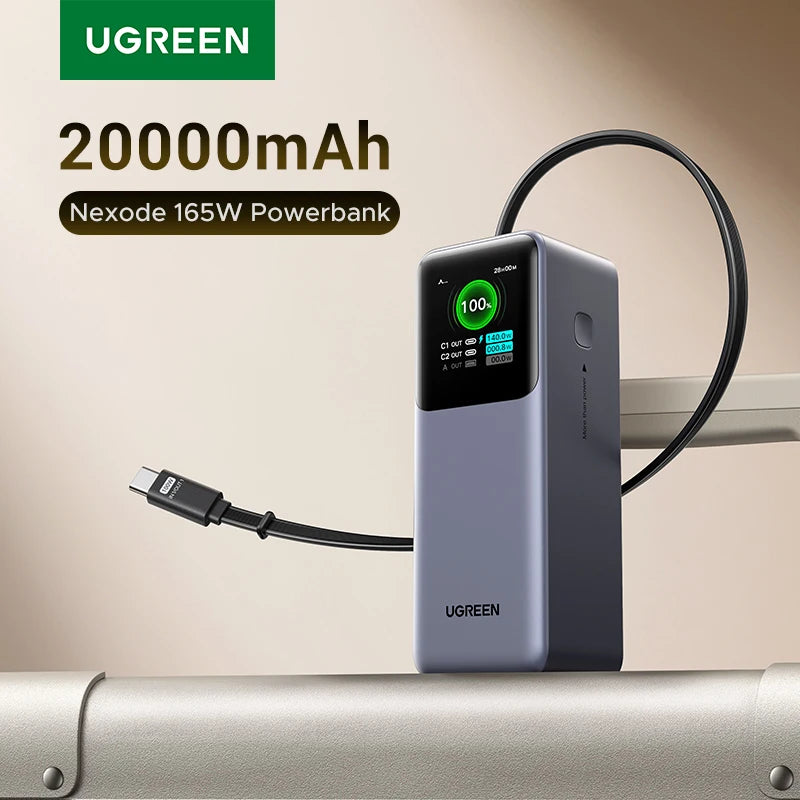 UGREEN Nexode 165W 20000mAh Power Bank – PD3.0 100W Fast Charging Portable USB‑C