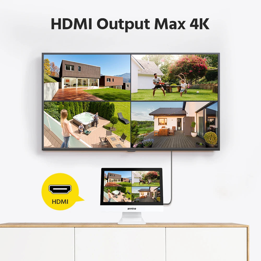 ANNKE 8MP 4K Wireless CCTV System | 10CH NVR, Dual‑Band WiFi, Two‑Way Audio, IR Night Vision