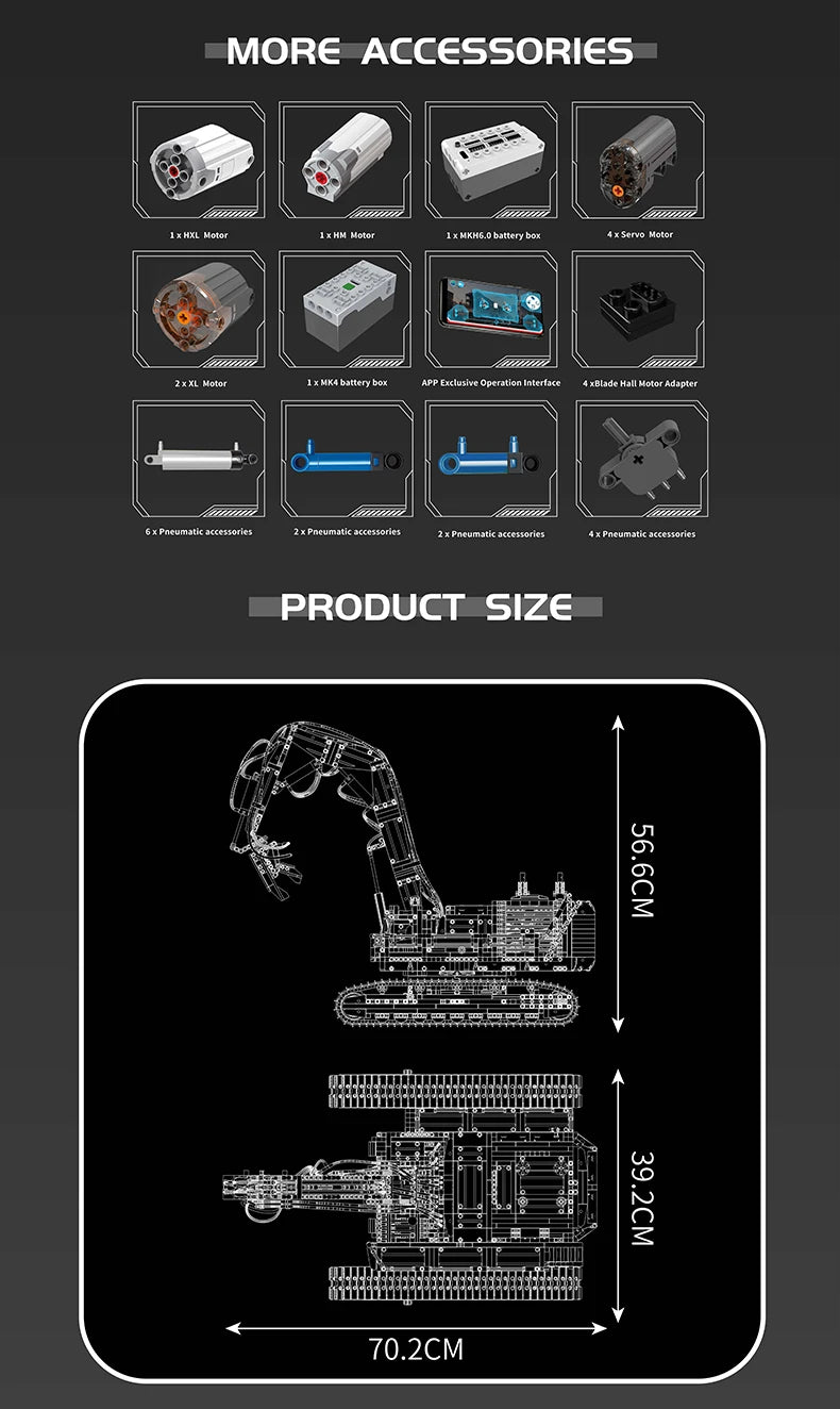 Mould King 17062 RC Building Demolition Machine | Motorized Technical Excavator with High-Reach Arm - Limetastore
