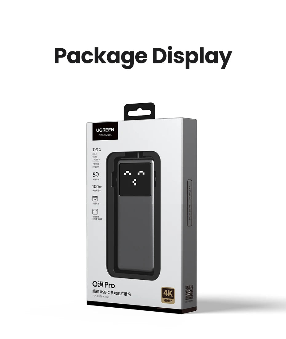 UGREEN Uno USB‑C Hub | 4K60Hz / 2K120Hz HDMI, RJ45 1000Mbps, PD100W, USB 3.0 Splitter for MacBook & Laptops