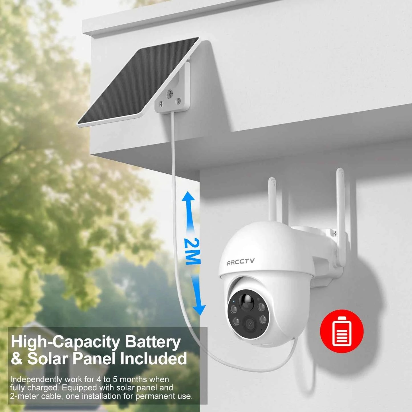 ARCCTV 2K Solar Wifi Camera Color Night Vision Security Surveillance Camera Outdoor Wireless Motion Detection HD Two Way Audio - Limetastore