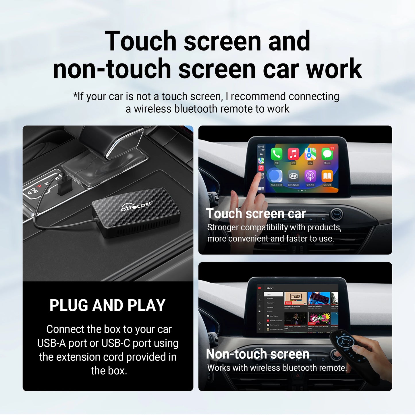 OTTOCAST Play2Video Pro Wireless CarPlay & Video AI Box