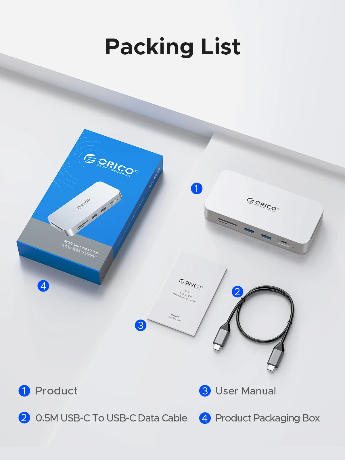 ORICO DataLink PSSD 2TB External SSD Docking Station – USB‑C to 4K60Hz HDMI Adapter