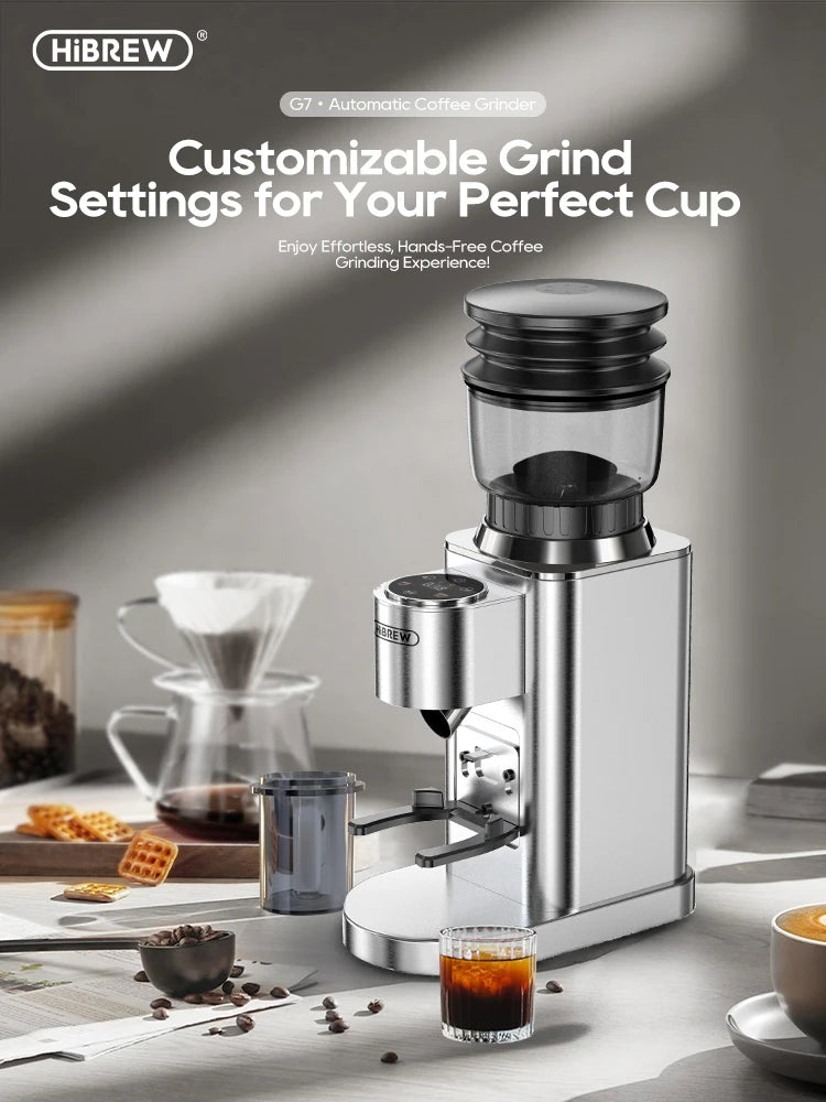 HiBREW G7 – avtomatski električni mlinček za kavo | 48-stopenjsko natančno mletje | prozoren rezervoar za zrna
