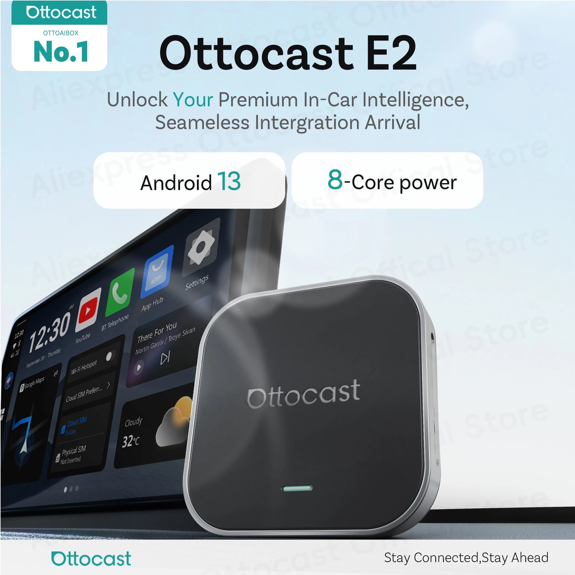 OTTOCAST Ottaibox E2 Android 13 Wireless CarPlay AI Box