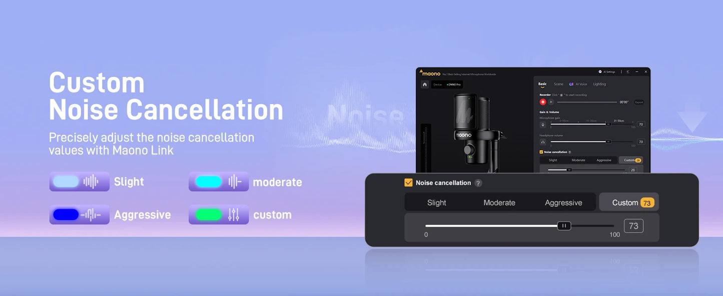 Maono DM40 – Wireless USB Condenser Microphone | AI Voice Changer, Noise Reduction & RGB Mic for Gaming, Streaming & PC Recording