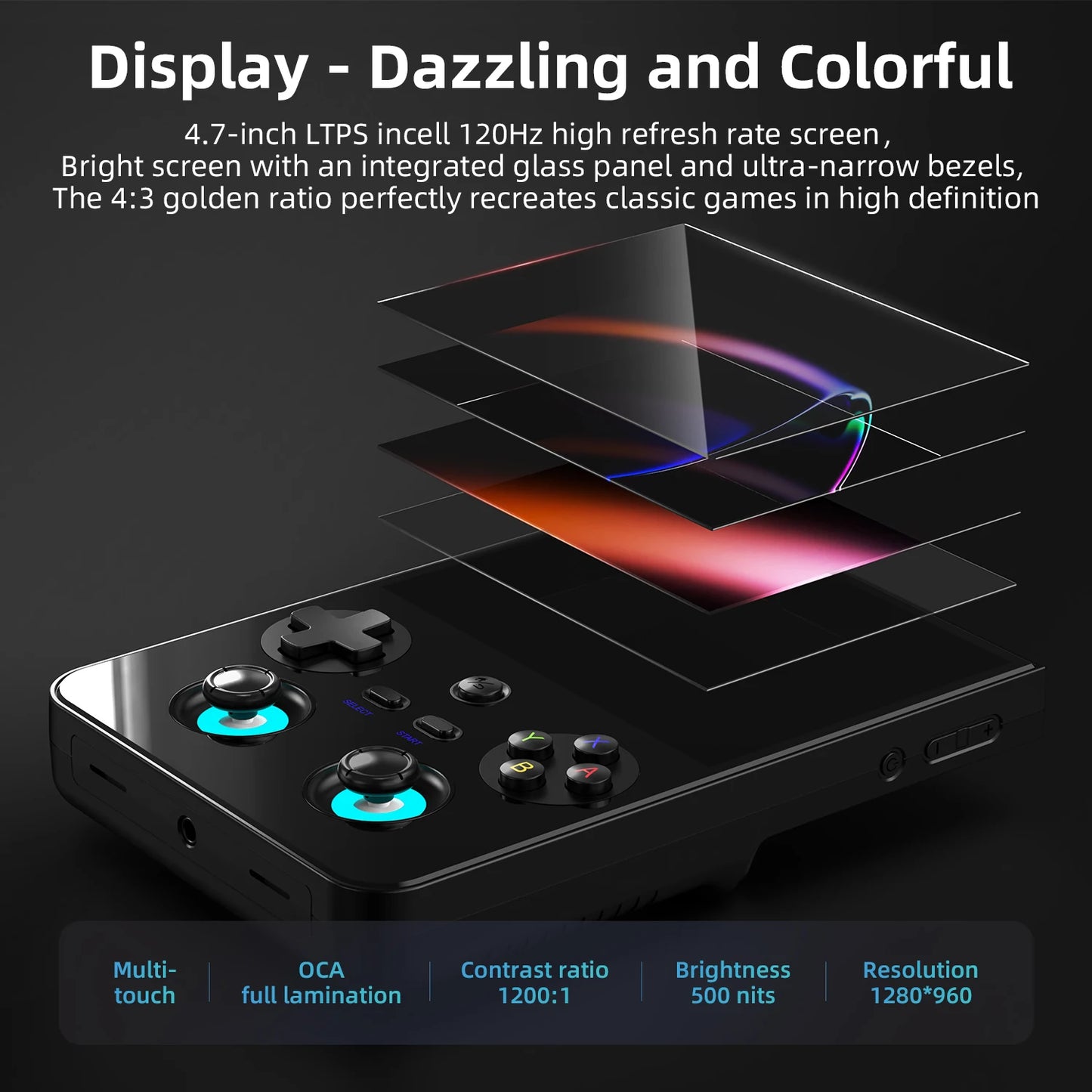 AMPOWN Anbernic RG477V Handheld Game Consoles 4.7-Inch LTPS Screen 120Hz Android 14 Portable Retro Video Gaming Player AI WIFI - Limetastore