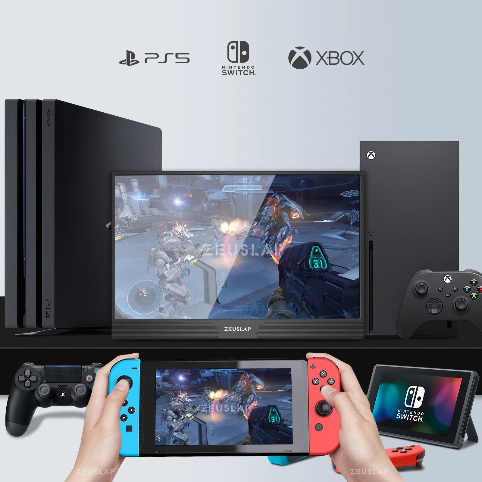 ZEUSLAP 15.6" Portable Touch Monitor | 1080P FHD IPS, USB‑C & HDMI, PS4/Switch/Xbox Compatible