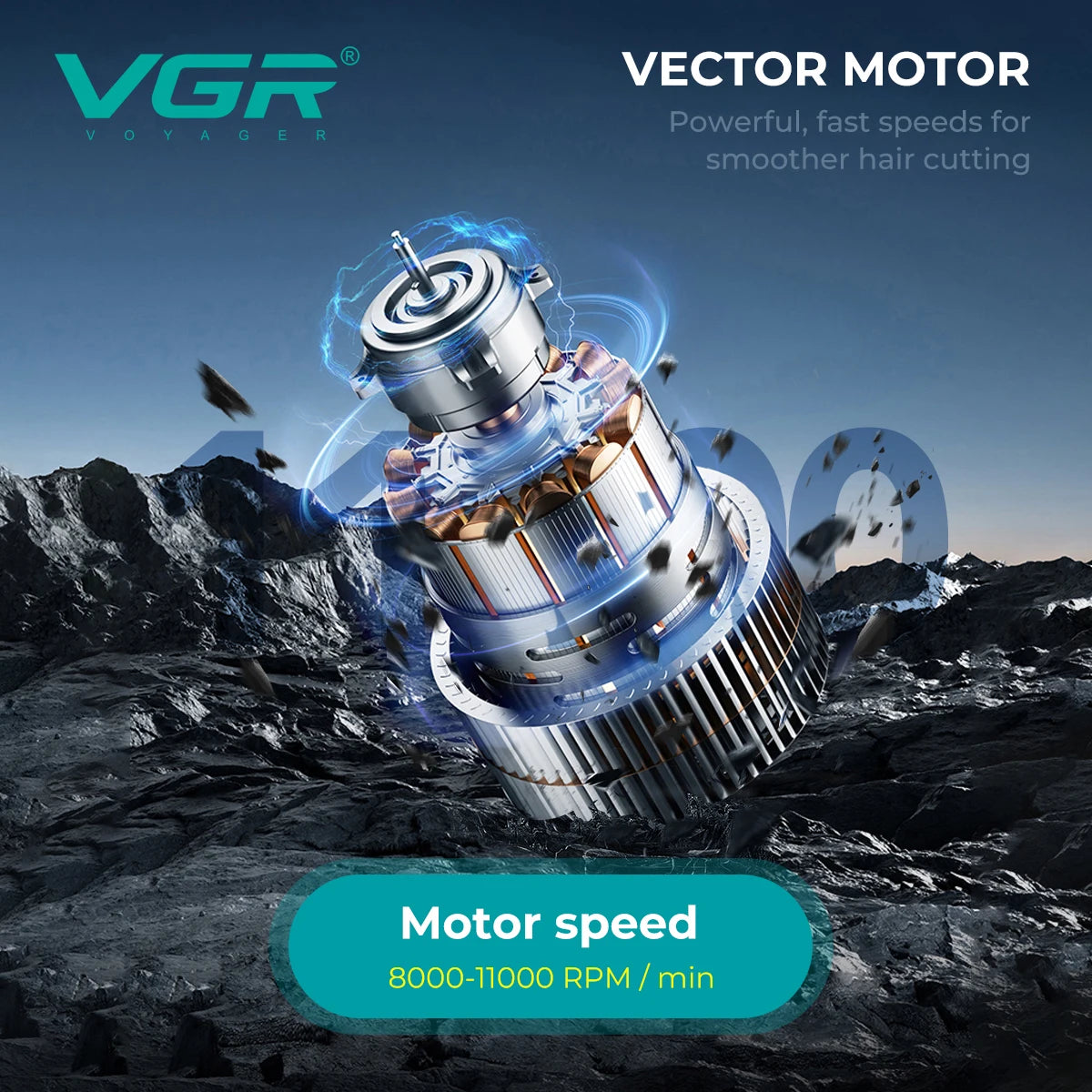 VGR Trimmer Cordless Hair Clipper Rechargeable Hair Cutting Machine Vector Motor Barber 11000 RPM Metal Trimmer for Men V-668