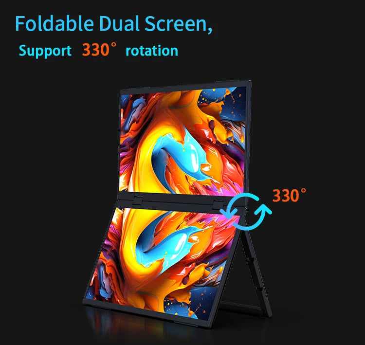 Sibolan 14-inch 1080p Portable Dual Screen Extender 120Hz 100% sRGB HDR 330° Rotation Folding Laptop Monitor For Gaming & Wins - Limetastore