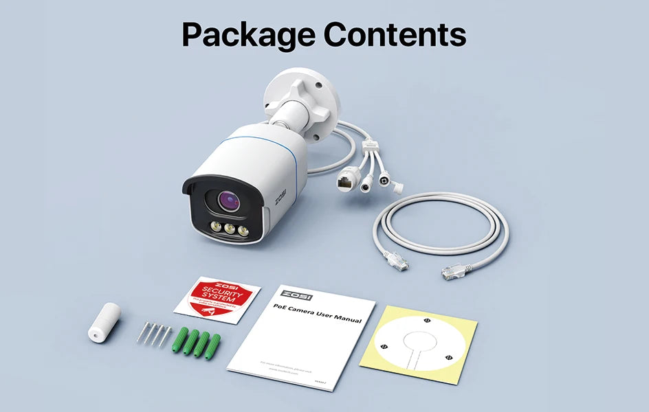 ZOSI C186 Aurora Lux 5MP 3K PoE IP Camera – True Color Night Vision, F1.0 Large Aperture & 1/1.79'' Image Sensor