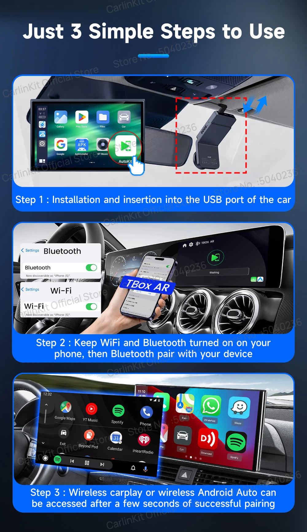 CarlinKit Android 13 8‑Core 8+128GB Wireless CarPlay AI Box