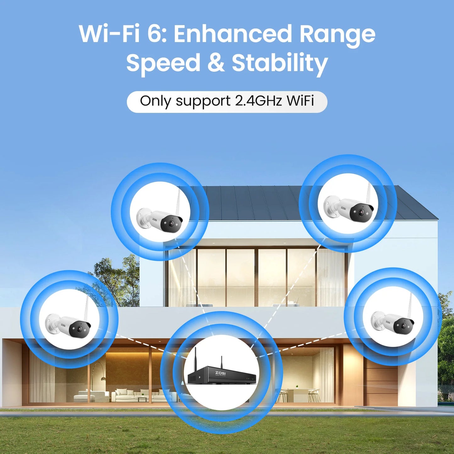 ZOSI 2K Wi‑Fi 6 Security Camera System – 3MP Indoor/Outdoor Wireless IP Cameras with 2‑Way Audio