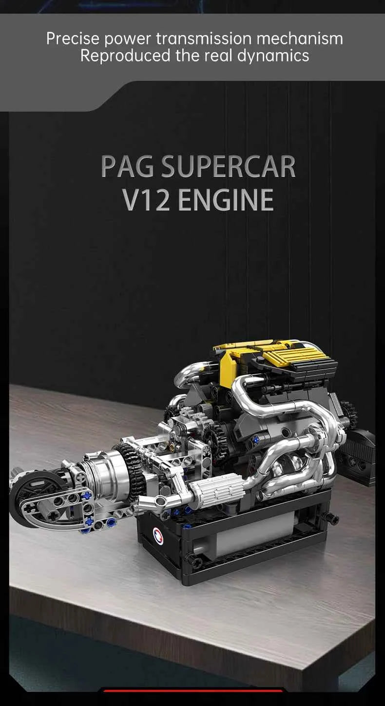 Mould King 10207 Motorized PAG Supercar V12 Engine Building Set - Limetastore