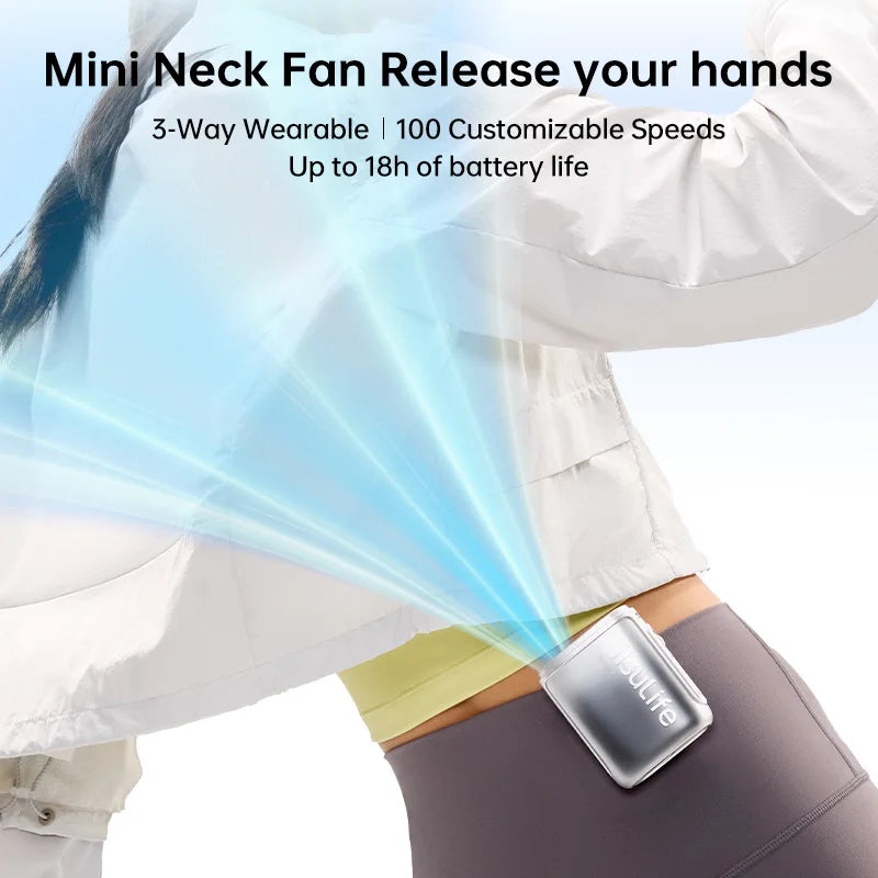 JISULIFE 2-in-1 Wearable Neck & Waist Fan – 4500mAh High-Capacity Battery