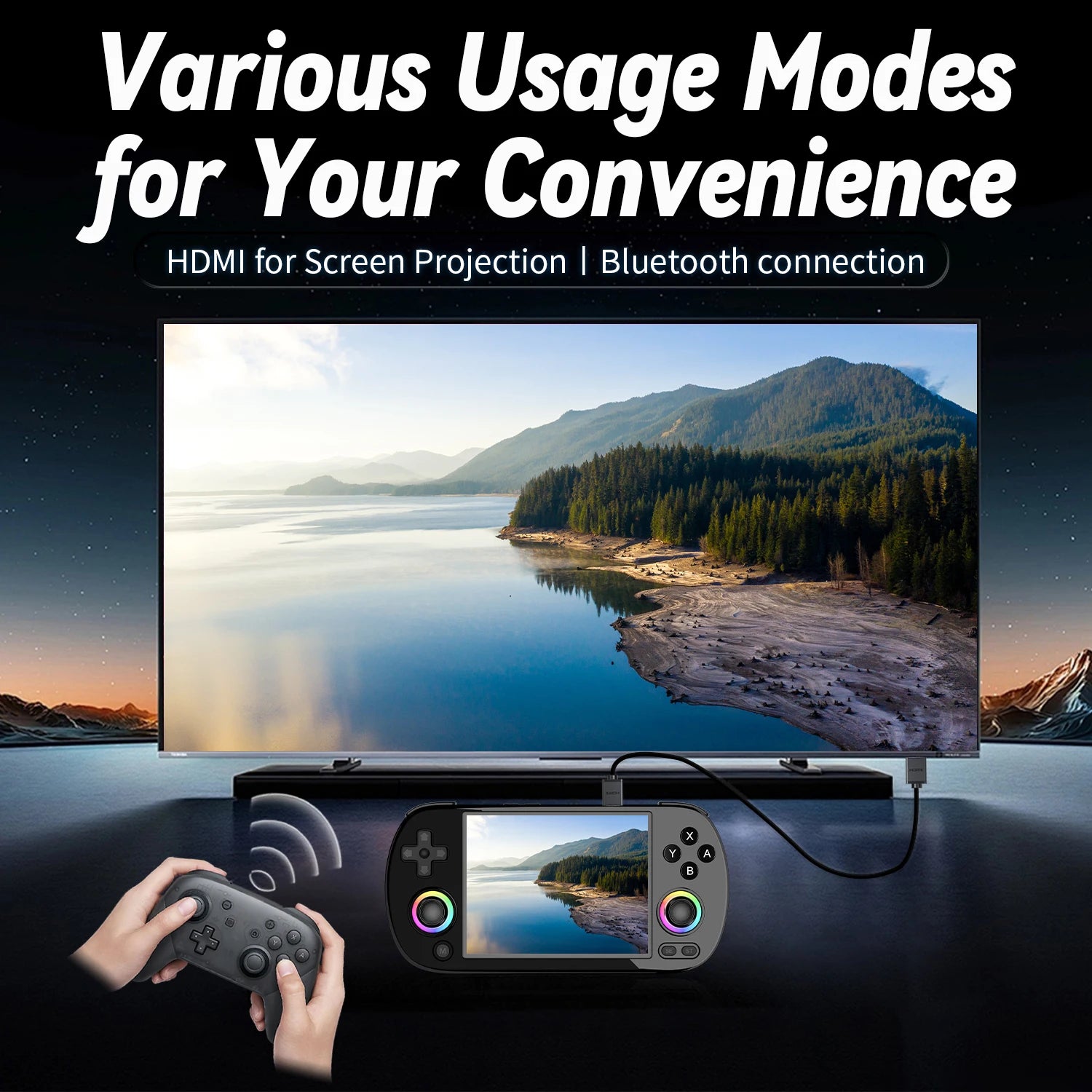 ANBERNIC RG40XX H Portable Retro Game Console 4.0 inch IPS Screen Linux 64-bit RGB Light 5G WiFi Preloaded 5K+ Classic Games - Limetastore