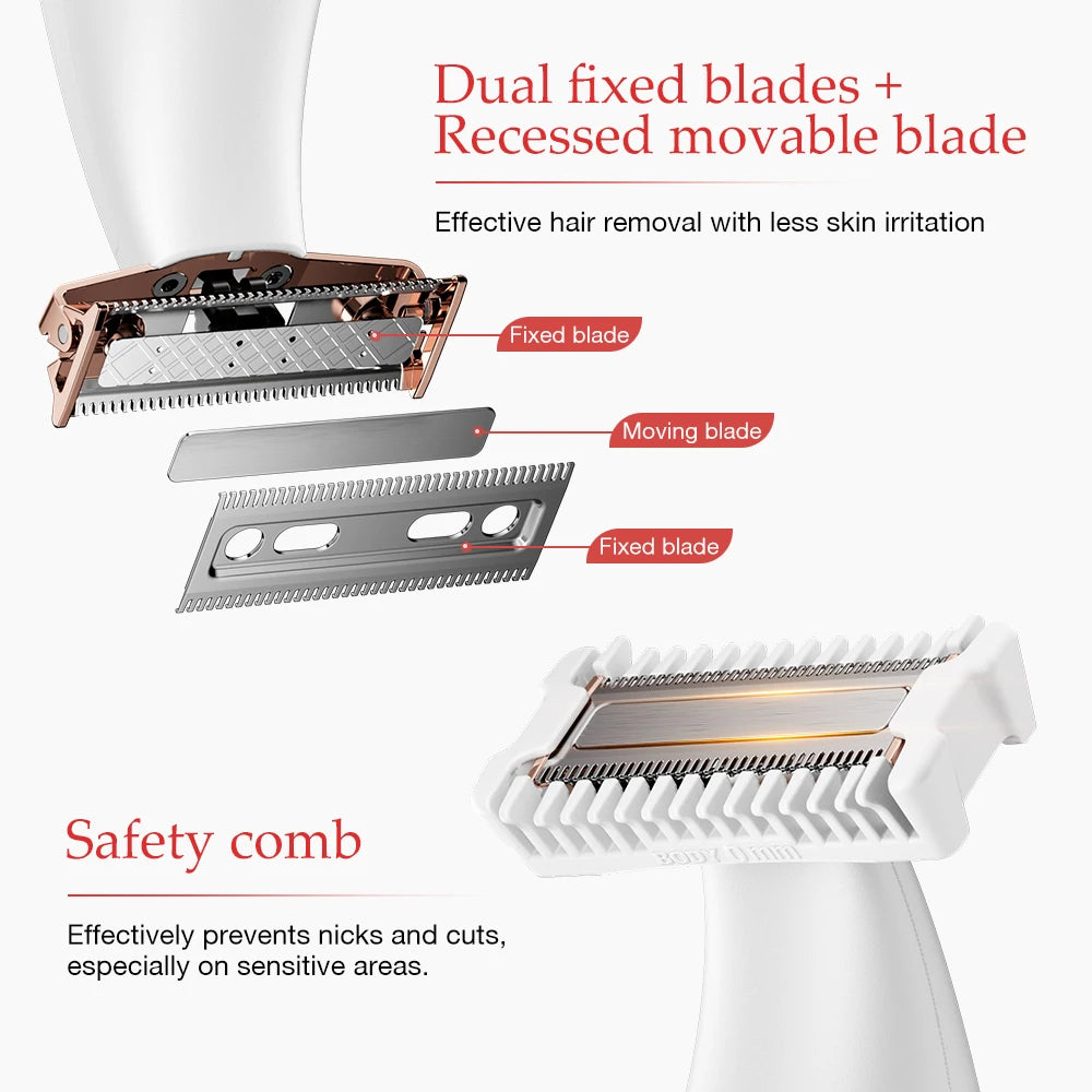 ANLAN Electric Body Hair Trimmer | Double‑Head, Wet/Dry, Safe Shaver for Women