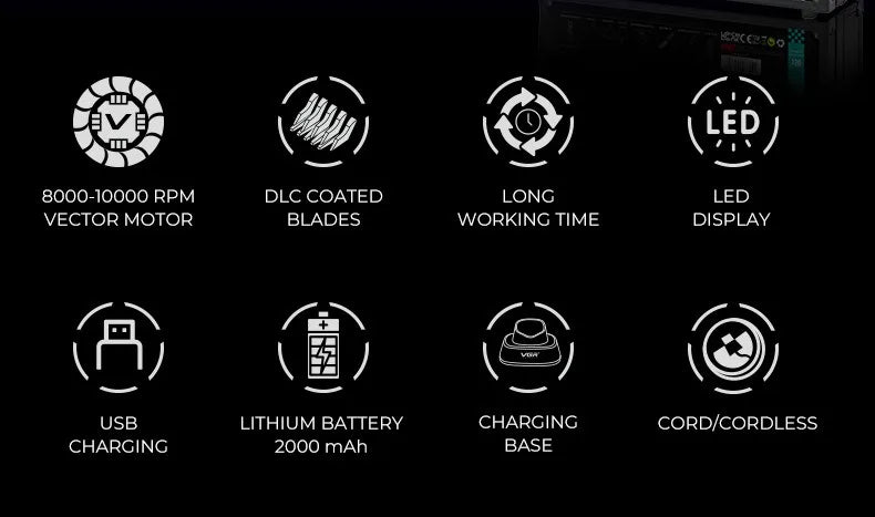 VGR Hair Trimmer Professional Hair Cutting Machine Cordless Barber Clipper Vector Motor Haircut Electric Trimmer for Men V-035C
