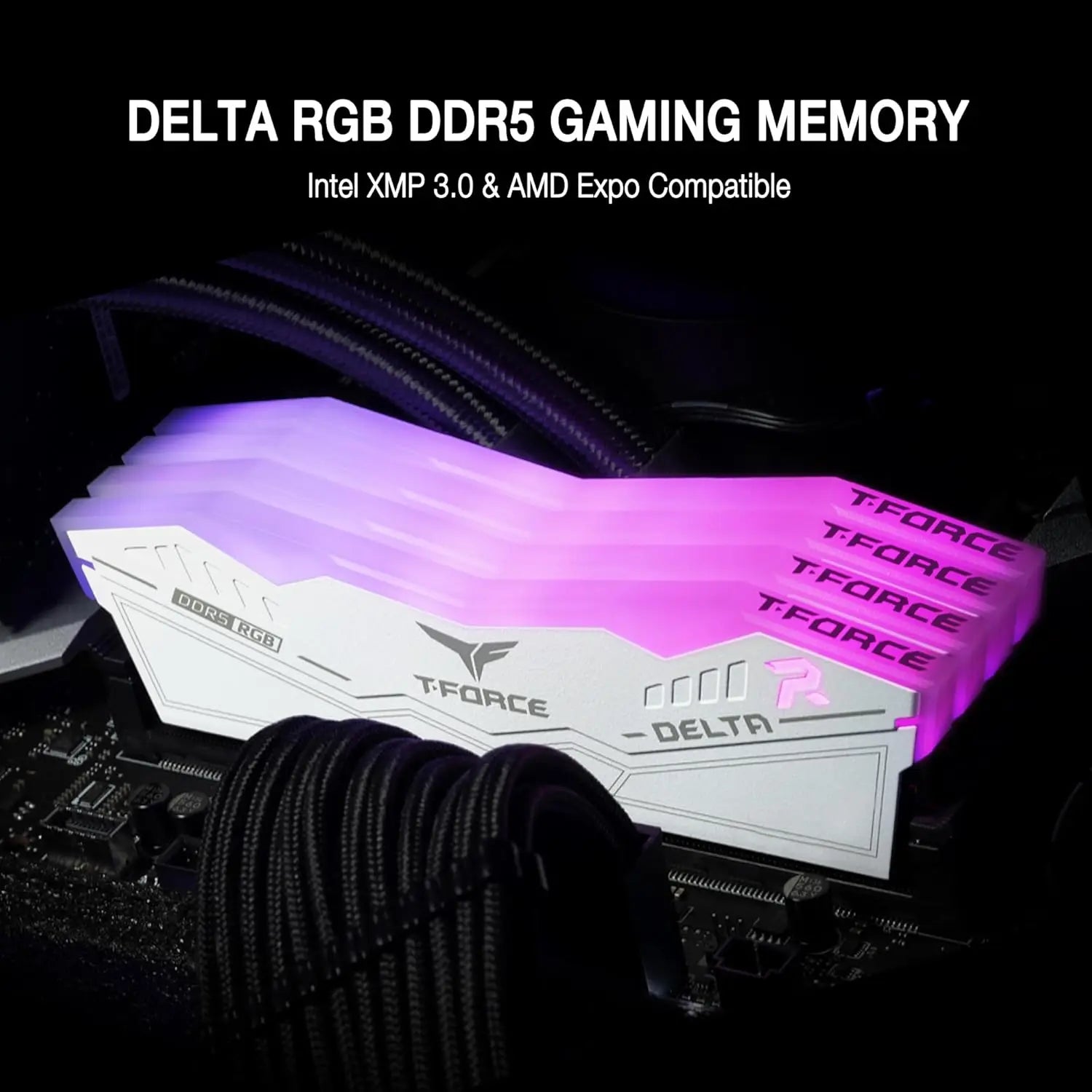 TEAMGROUP T-Force Delta RGB DDR5 32GB (2x16GB) 6000MHz CL30 Desktop RAM | Intel XMP 3.0 & AMD EXPO