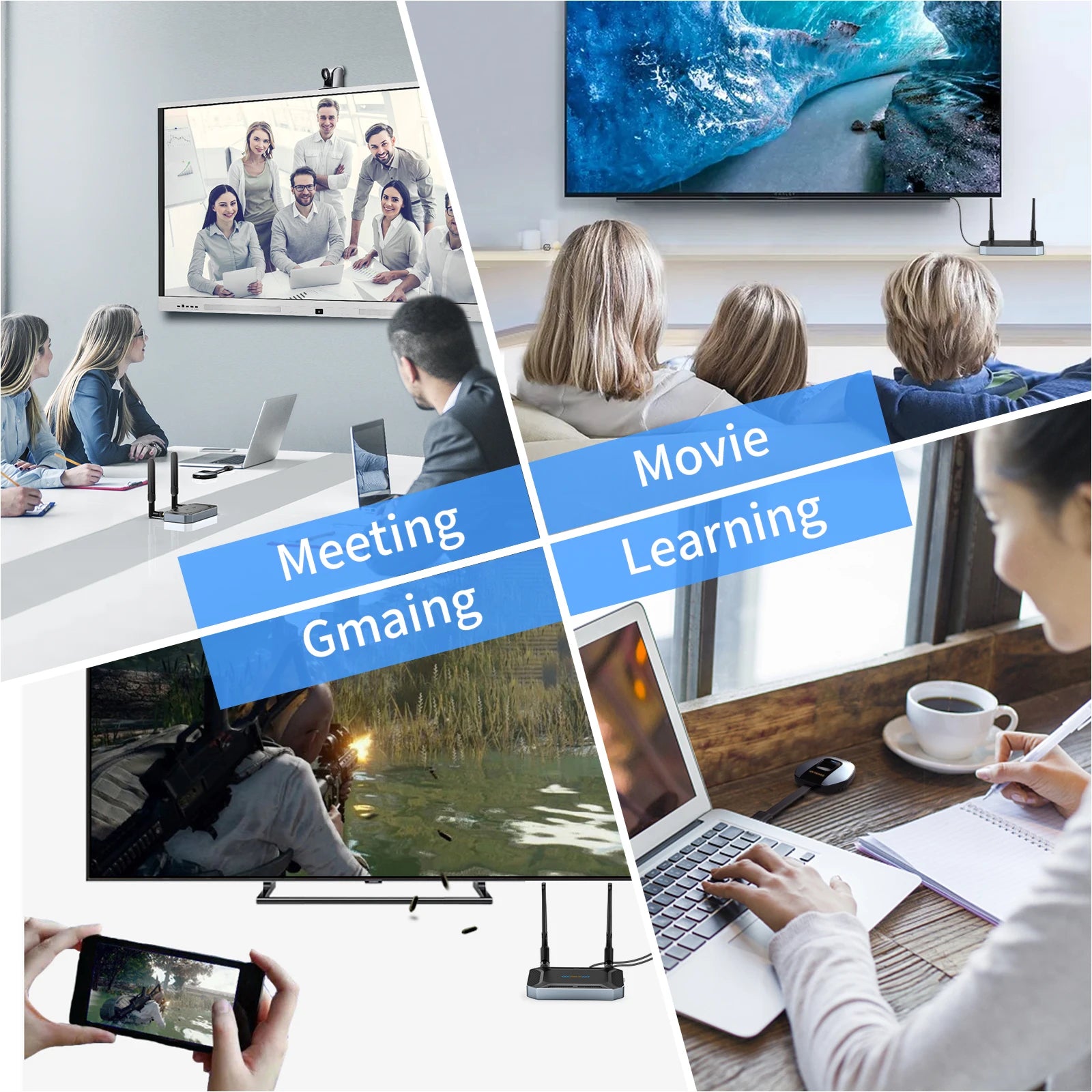 50m 5G Wireless 4K HDMI Transmitter & Receiver | Multi‑Device Mirroring