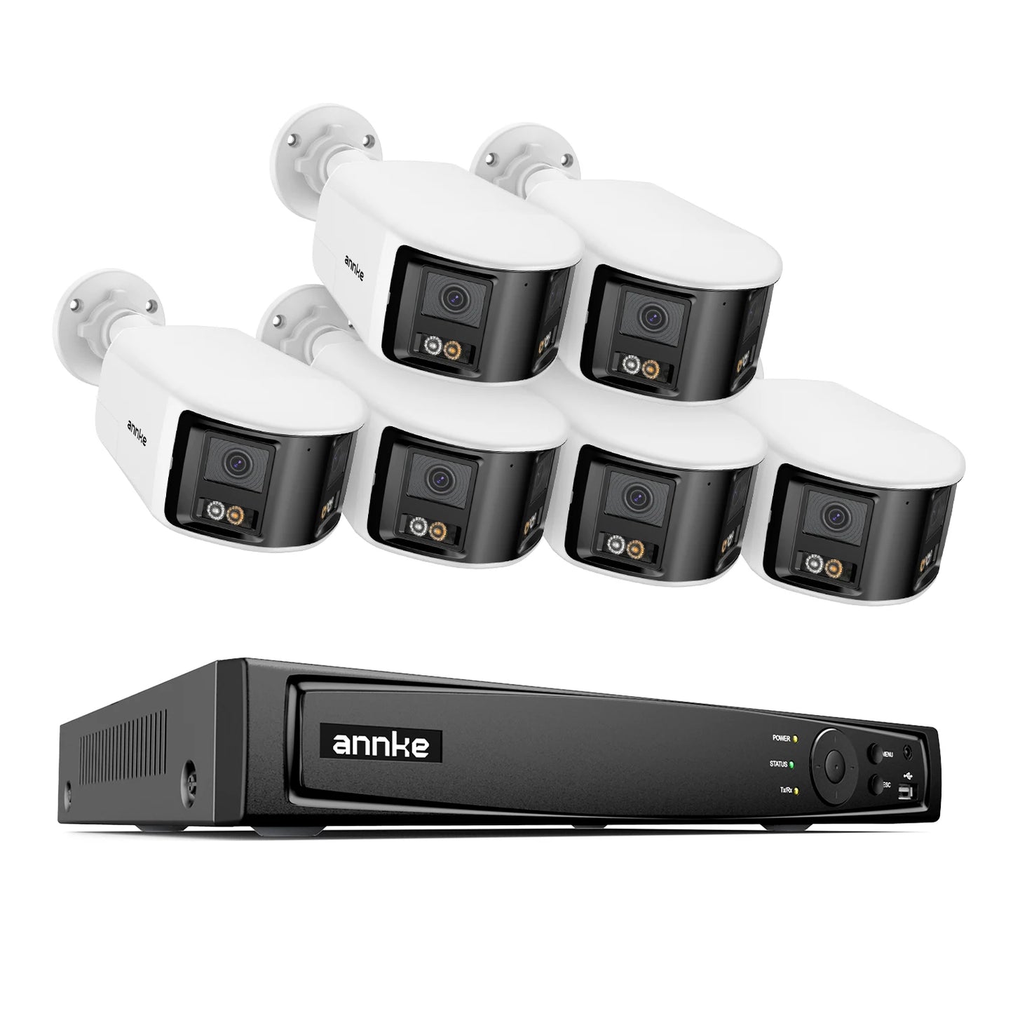 ANNKE 4K 8MP Panoramic Dual‑Lens PoE System | 8CH NVR, 180° View, IR Night Vision, 6MP Cameras